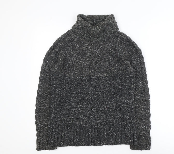 Next Womens Grey Roll Neck Cable Knit Jumper Size 14