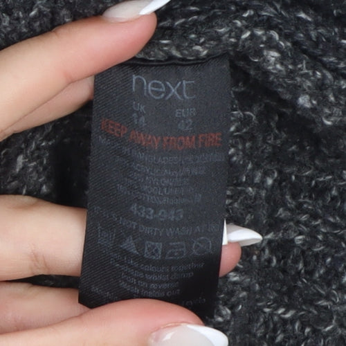 Next Womens Grey Roll Neck Cable Knit Jumper Size 14