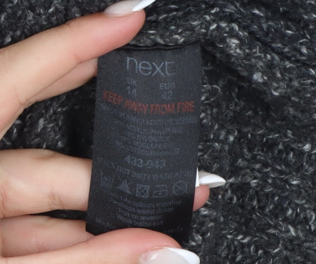 Next Womens Grey Roll Neck Cable Knit Jumper Size 14