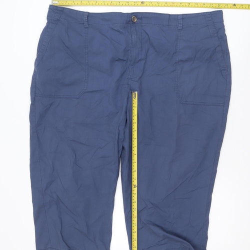 Dunnes Men's Blue Cotton Stretch Cargo Shorts Size 24 Elastic Waist