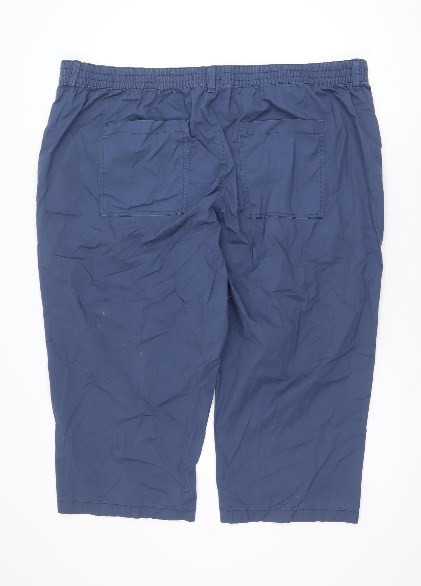 Dunnes Men's Blue Cotton Stretch Cargo Shorts Size 24 Elastic Waist