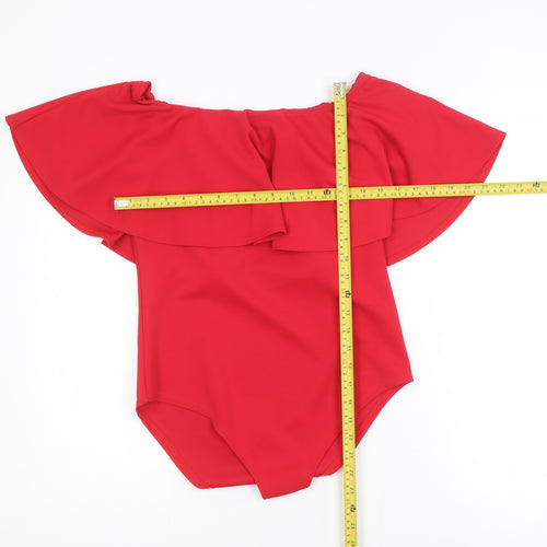 Quiz Women's Red Off Shoulder Ruffle Bodysuit Size 14