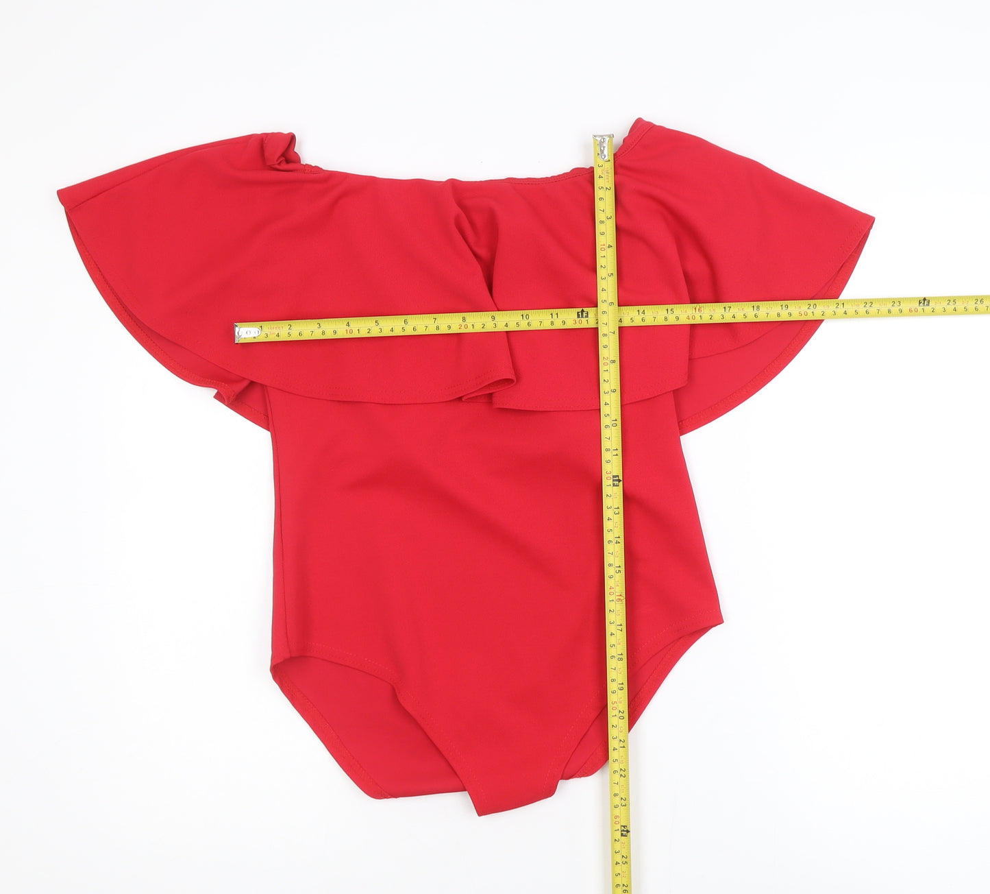 Quiz Women's Red Off Shoulder Ruffle Bodysuit Size 14