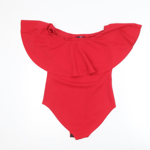 Quiz Women's Red Off Shoulder Ruffle Bodysuit Size 14