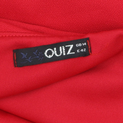 Quiz Women's Red Off Shoulder Ruffle Bodysuit Size 14