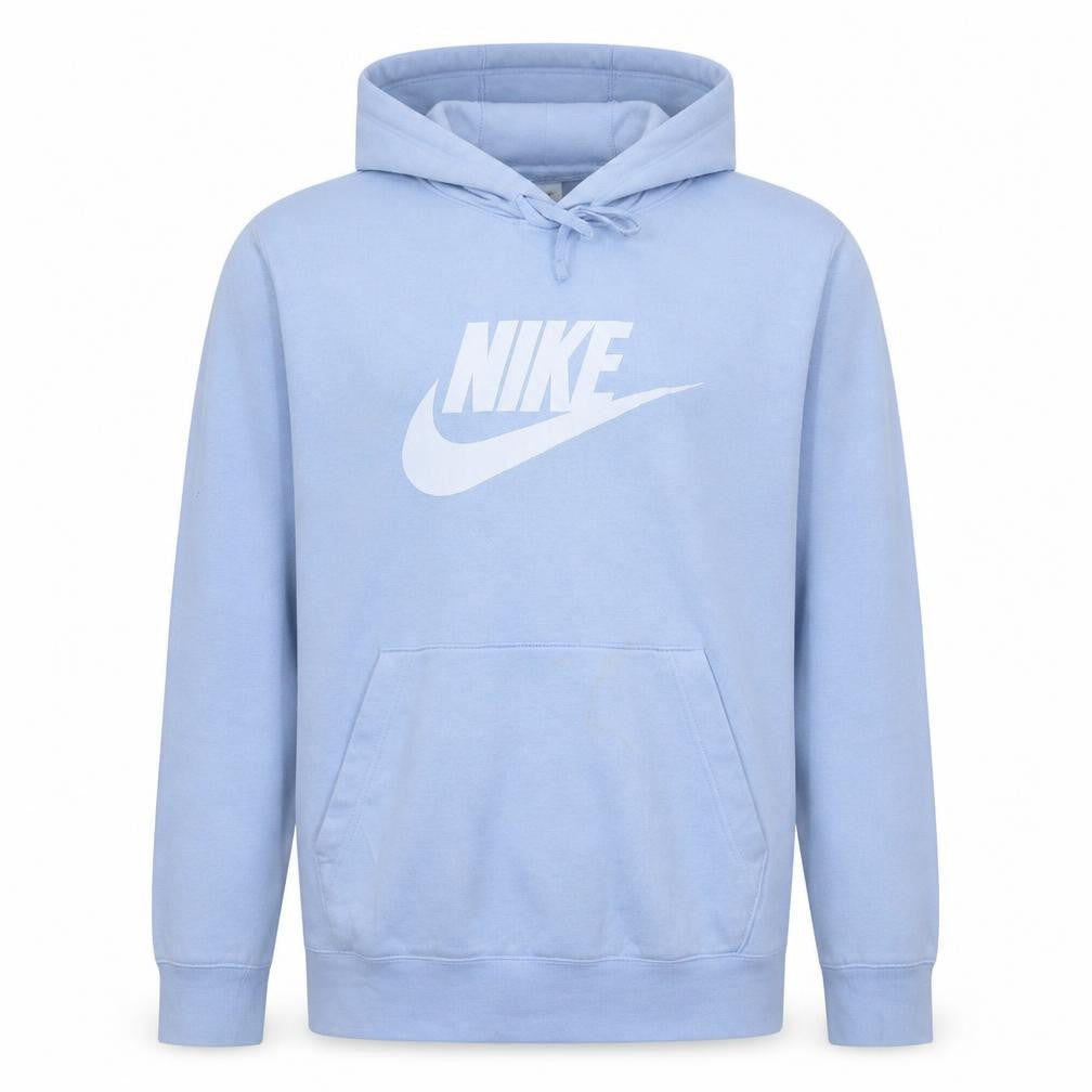 Front view of Nike Men Blue Pullover Hoodie L Logo Fleece Sportswear