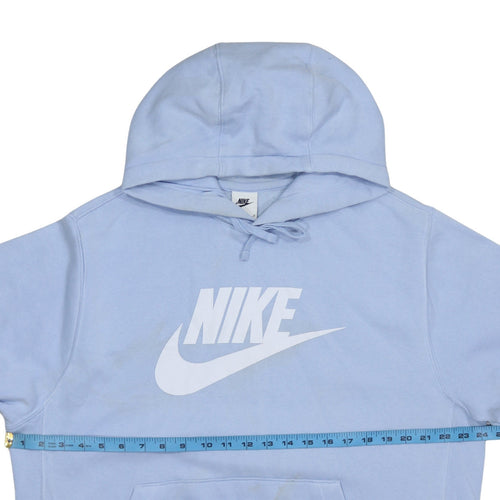 Nike Men Blue Pullover Hoodie L Logo Fleece Sportswear