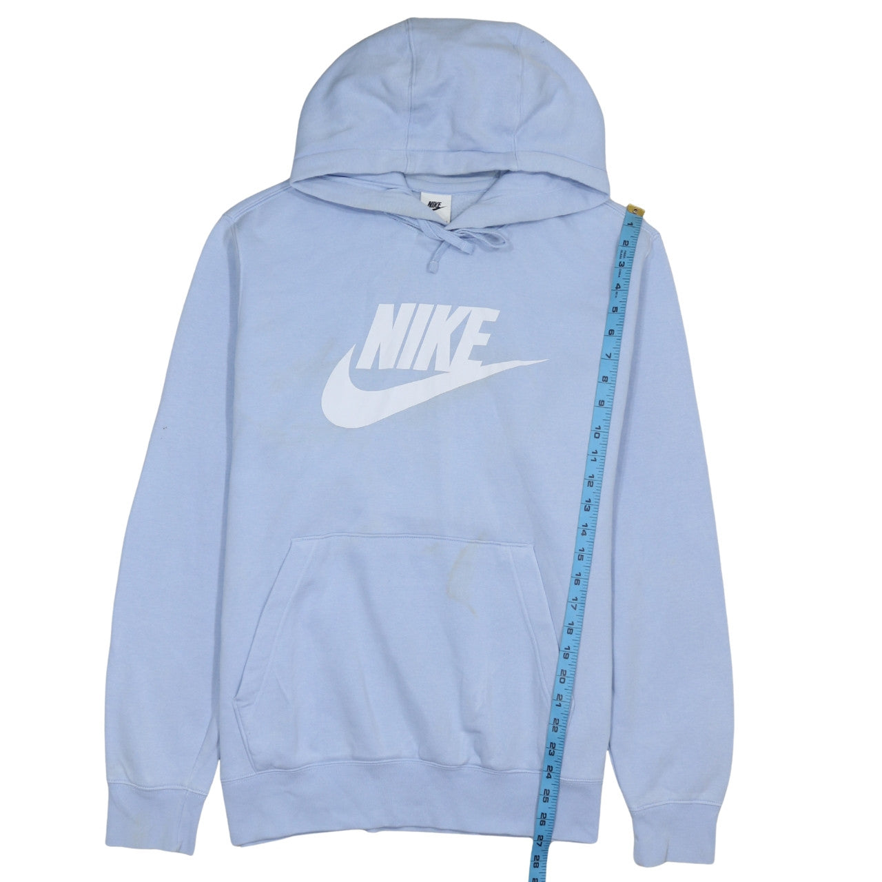 Nike Men Blue Pullover Hoodie L Logo Fleece Sportswear