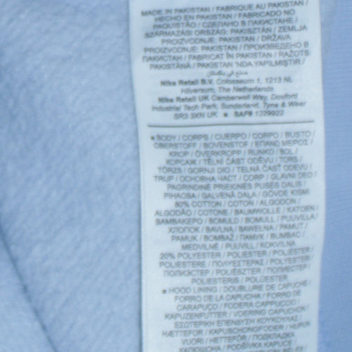 Nike Men Blue Pullover Hoodie L Logo Fleece Sportswear