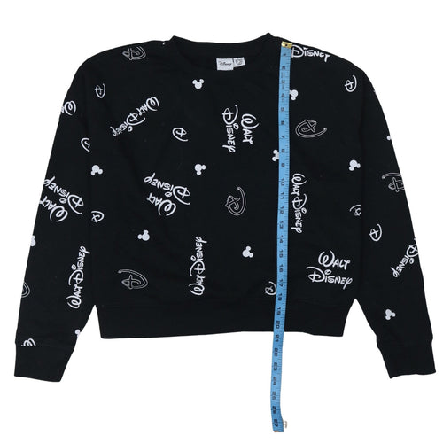 Disney Women Black Walt Disney Logo Print Pullover Sweatshirt Size M