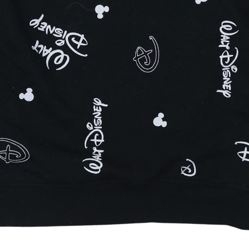 Disney Women Black Walt Disney Logo Print Pullover Sweatshirt Size M