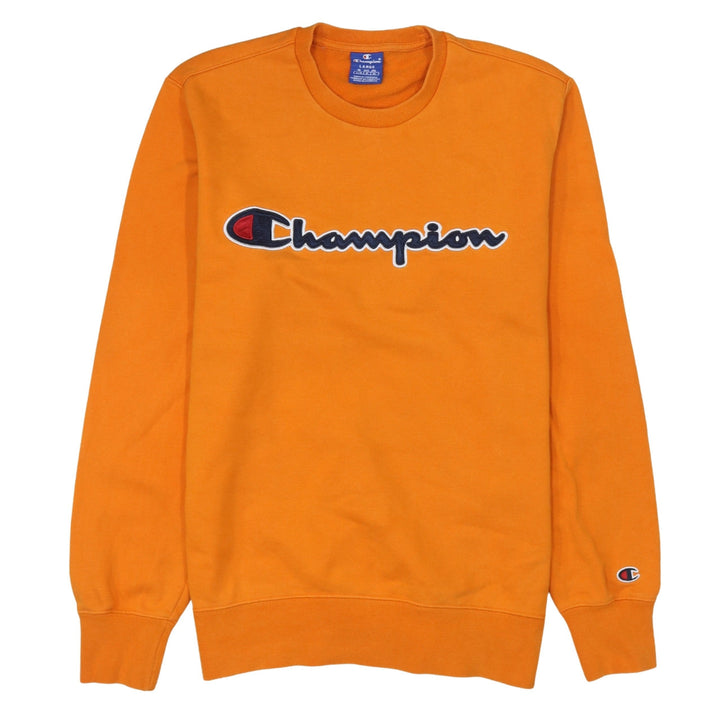 Champion Men's Orange Logo Pullover Sweatshirt Size L