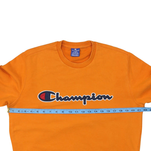 Champion Men's Orange Logo Pullover Sweatshirt Size L