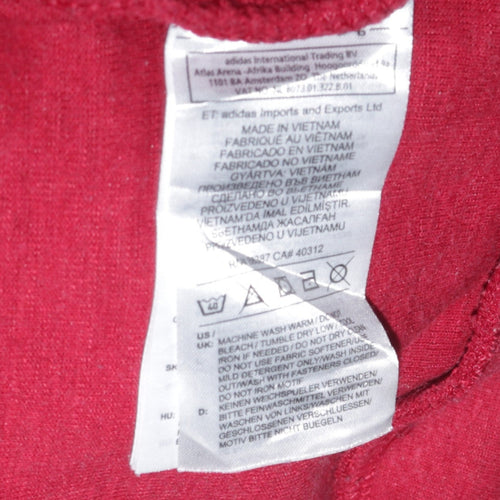 Adidas Men's Red Full Zip Hoodie Medium Rugby Sportswear