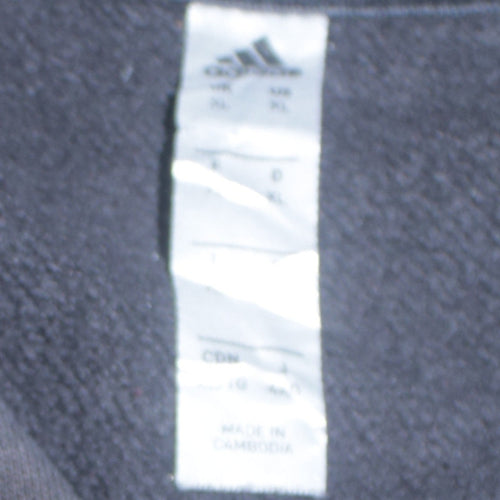 Adidas Men Black XL Pullover Hoodie with Logo Fleece Sportswear