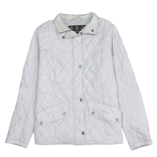 Barbour Women White Quilted Mid-Length Jacket Size 16