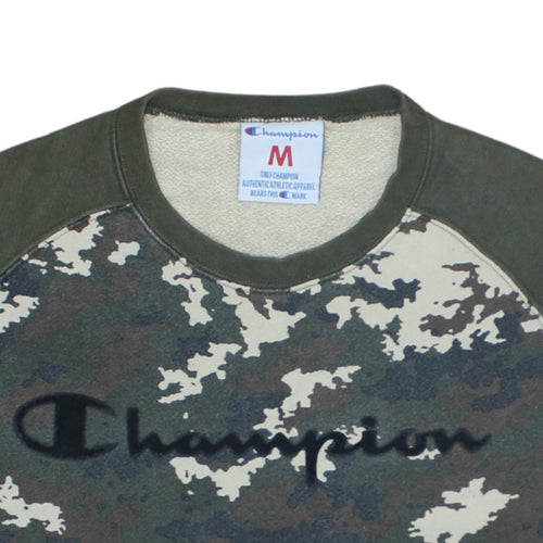 Champion Men's Green Camouflage Crew Neck Pullover Sweatshirt M
