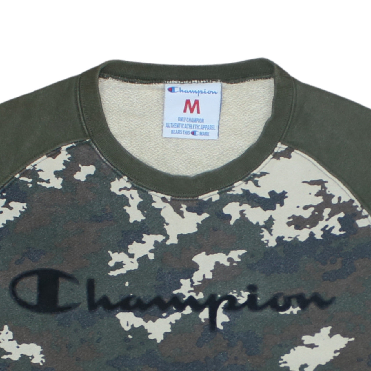 Champion Men's Green Camouflage Crew Neck Pullover Sweatshirt M