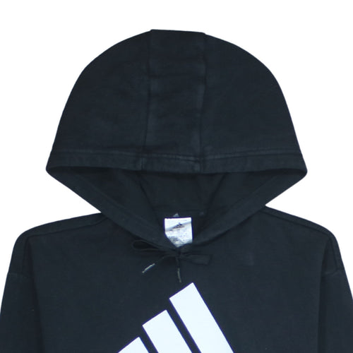 Adidas Womens Black XS Pullover Hoodie with Logo Print