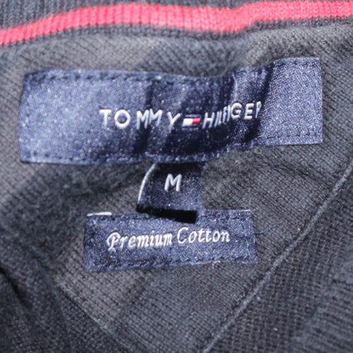 Tommy Hilfiger Men's Black M V-Neck Cotton Jumper Classic Knit