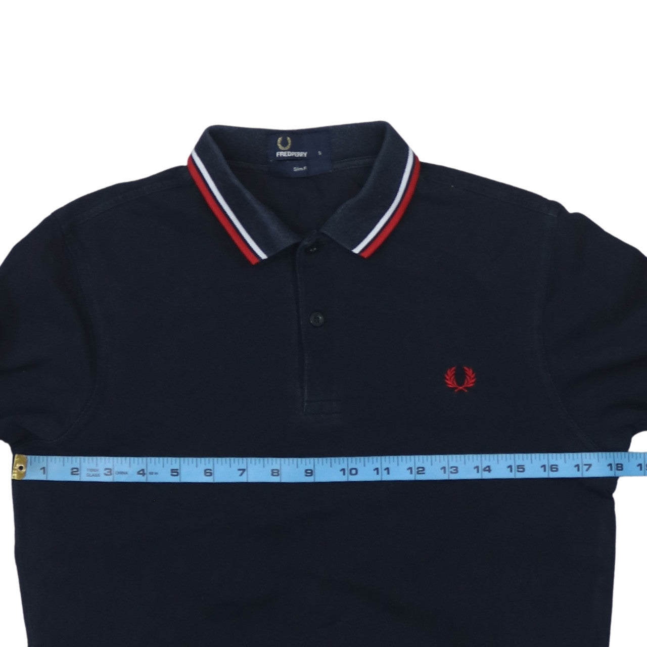 Fred Perry Men's Blue Long Sleeve Slim Fit Polo Shirt Size S