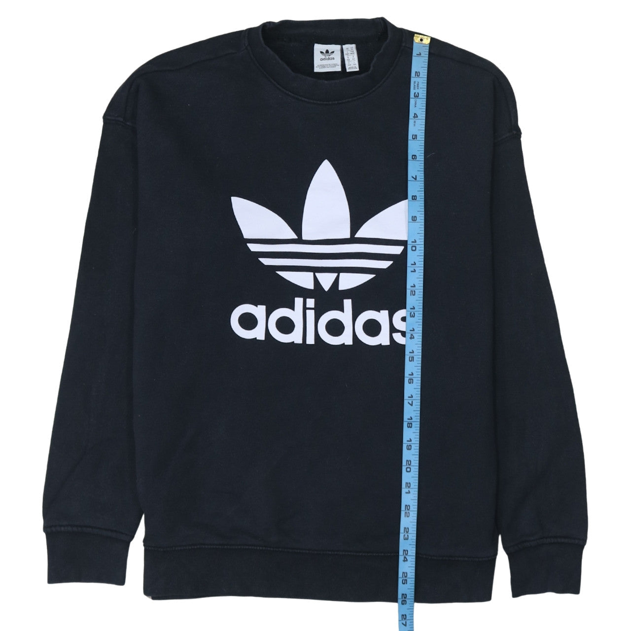 Adidas Womens Black Crew Neck Pullover Sweatshirt UK 14 Graphic Logo