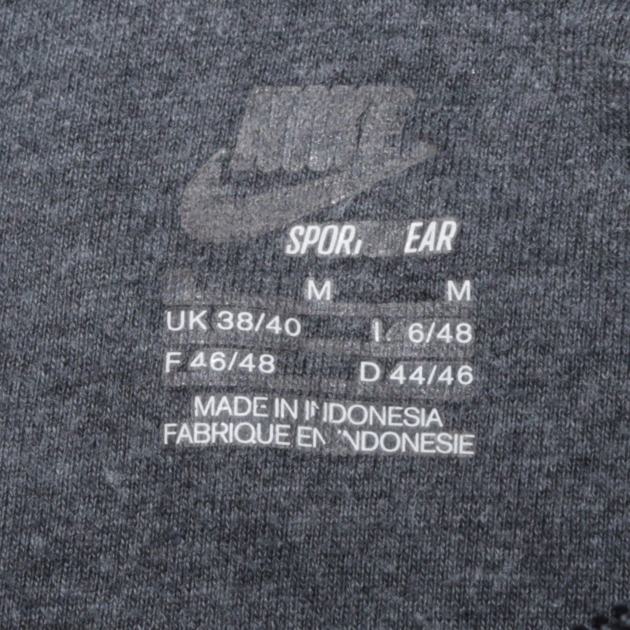 Nike Mens Grey Full Zip Hoodie Sweatshirt M Cotton Blend