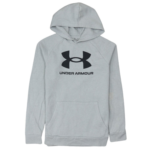 Under Armour Boys Grey Hooded Pullover Hoodie YXL 158-170cm Cotton Blend