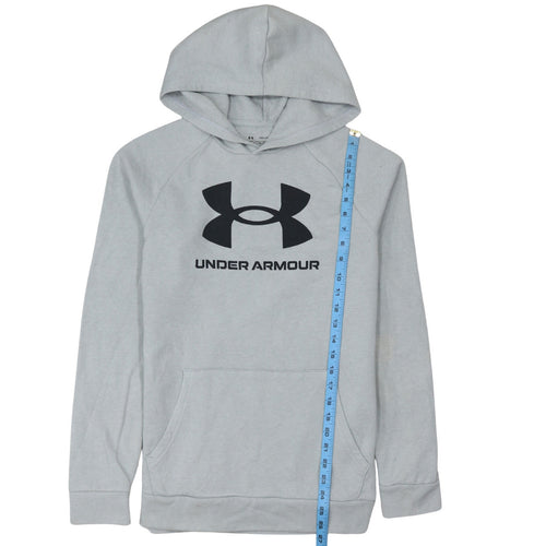 Under Armour Boys Grey Hooded Pullover Hoodie YXL 158-170cm Cotton Blend
