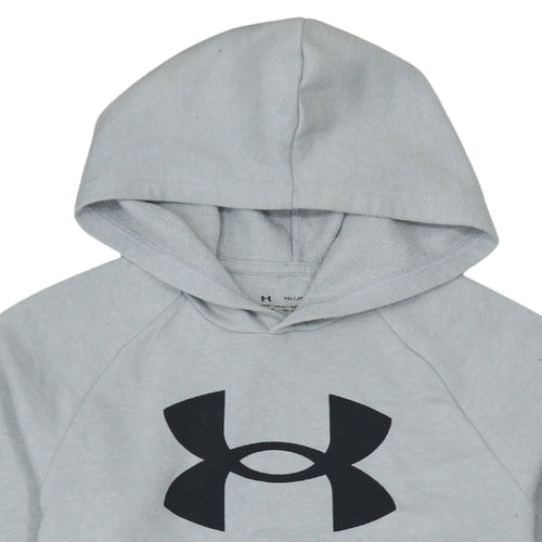 Under Armour Boys Grey Hooded Pullover Hoodie YXL 158-170cm Cotton Blend
