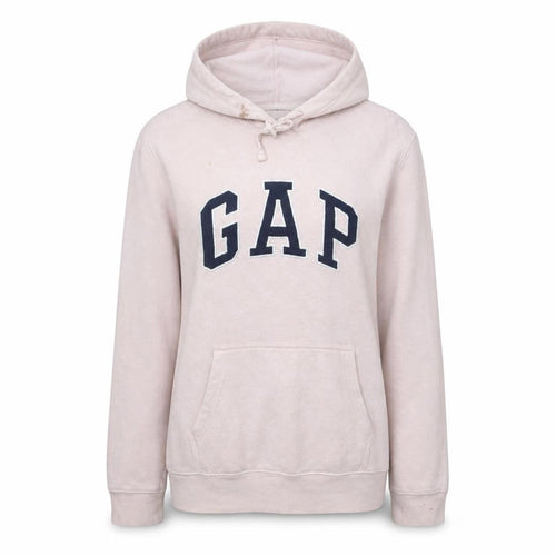 GAP Women Pink Pullover Hoodie L Cotton Blend Logo Casual
