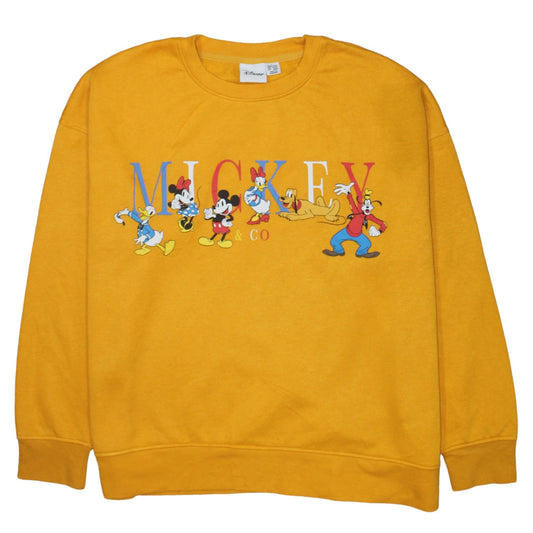 Disney Women’s Yellow Mickey & Co Sweatshirt L 14/16 Pullover Fleece