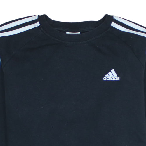 adidas Women's Black Crew Neck Long Sleeve Logo Sweatshirt Size S