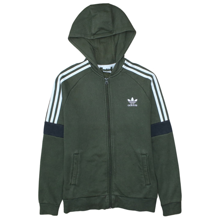 Adidas Boys Green Full Zip Hoodie Size 13-14 Years Hooded Sweatshirt