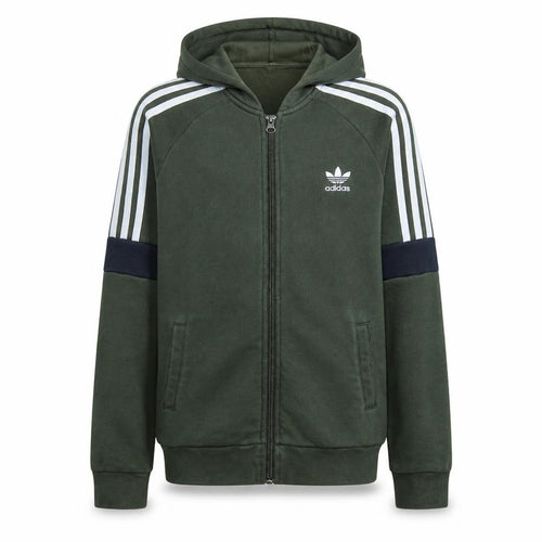 Adidas Boys Green Full Zip Hoodie Size 13-14 Years Hooded Sweatshirt