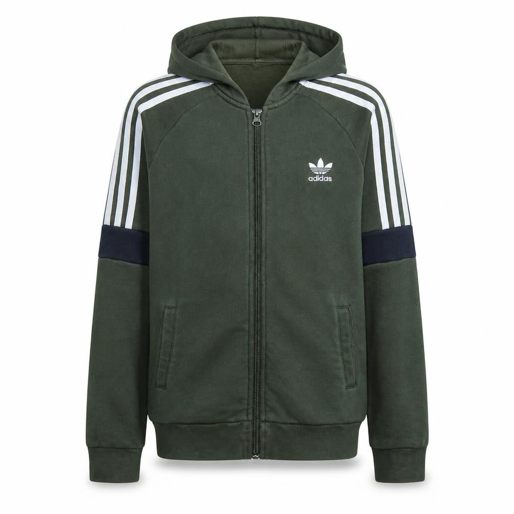 Adidas Boys Green Full Zip Hoodie Size 13-14 Years Hooded Sweatshirt