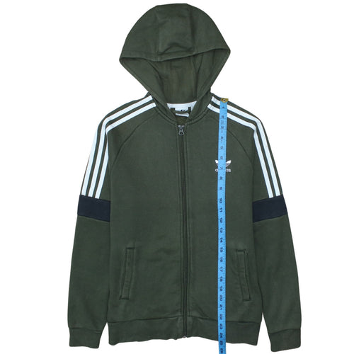 Adidas Boys Green Full Zip Hoodie Size 13-14 Years Hooded Sweatshirt