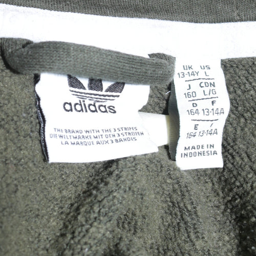 Adidas Boys Green Full Zip Hoodie Size 13-14 Years Hooded Sweatshirt