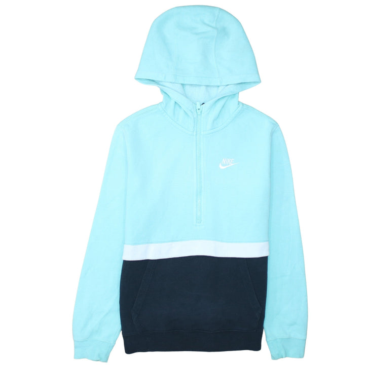 Nike Boys Blue Colourblock 1/2 Zip Hoodie XL 158cm Fleece Pullover