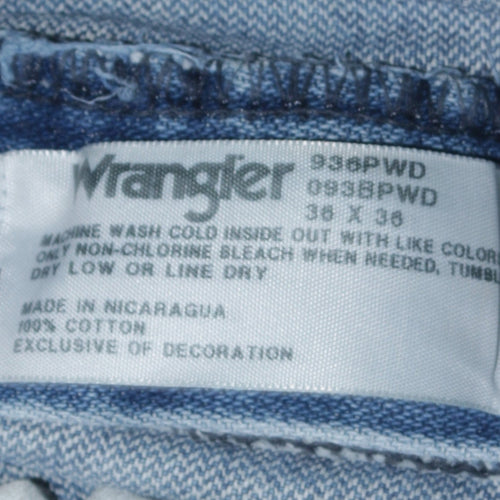 Wrangler Men's Blue 38x36 Straight Leg Denim Jeans