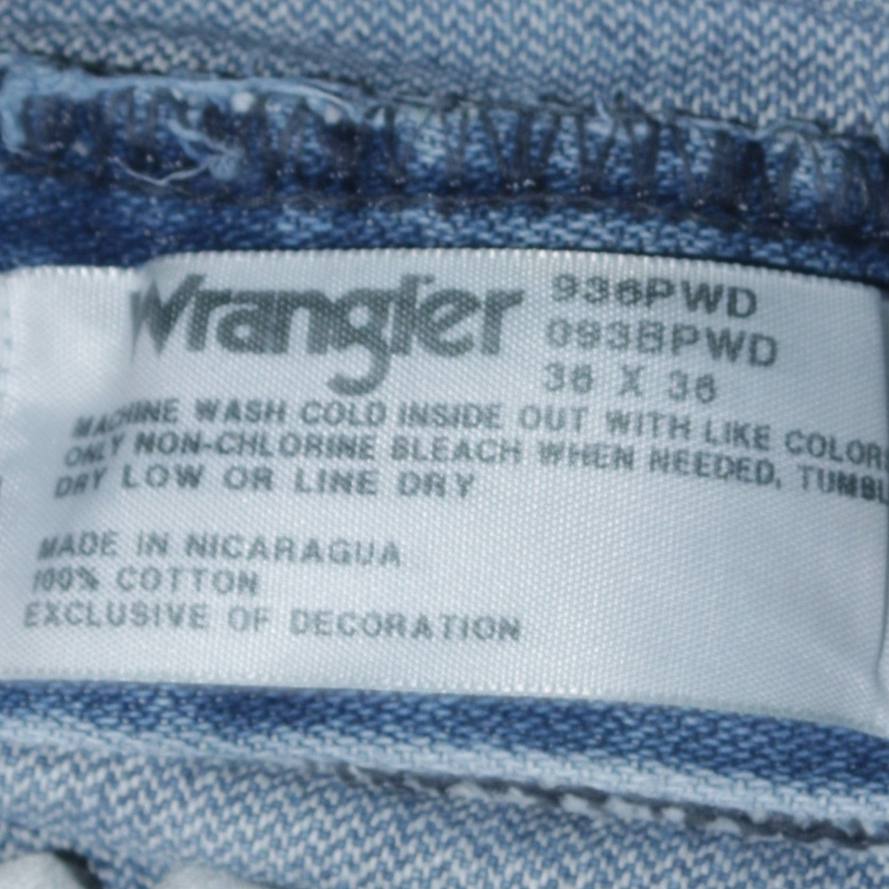 Wrangler Men's Blue 38x36 Straight Leg Denim Jeans