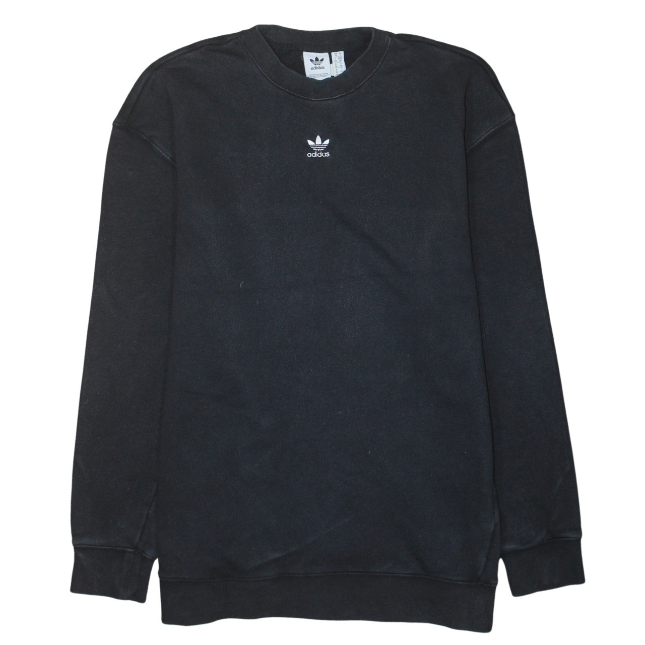 Adidas Womens Black Crew Neck Pullover Sweatshirt UK 10 Cotton Blend
