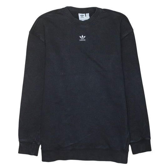 Adidas Womens Black Crew Neck Pullover Sweatshirt UK 10 Cotton Blend