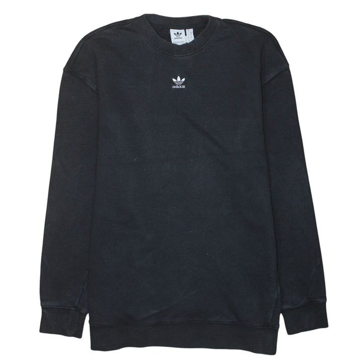 Adidas Womens Black Crew Neck Pullover Sweatshirt UK 10 Cotton Blend