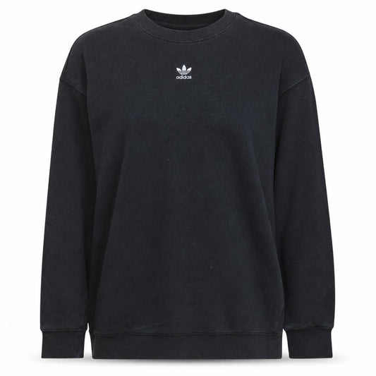 Front view of Adidas women’s black crew neck pullover sweatshirt uk 10 cotton blend