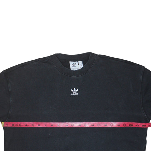 Adidas Womens Black Crew Neck Pullover Sweatshirt UK 10 Cotton Blend