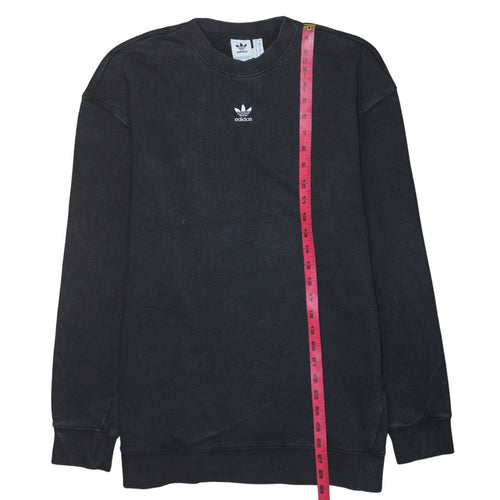 Adidas Womens Black Crew Neck Pullover Sweatshirt UK 10 Cotton Blend