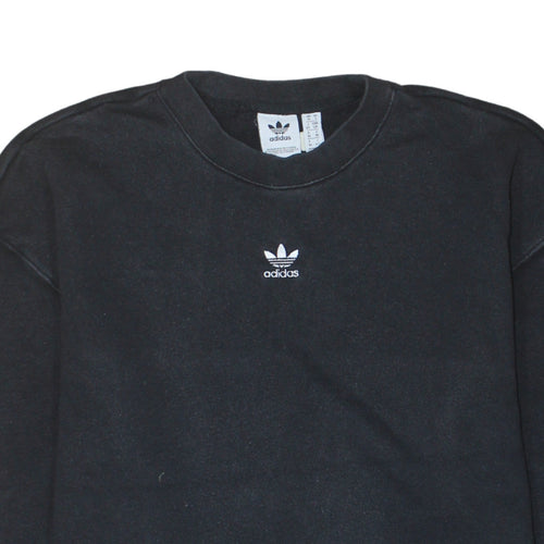 Adidas Womens Black Crew Neck Pullover Sweatshirt UK 10 Cotton Blend