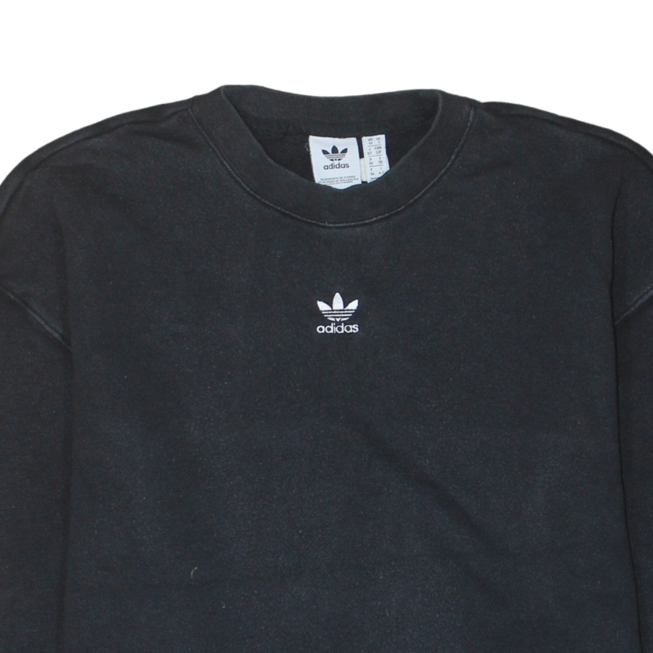 Adidas Womens Black Crew Neck Pullover Sweatshirt UK 10 Cotton Blend
