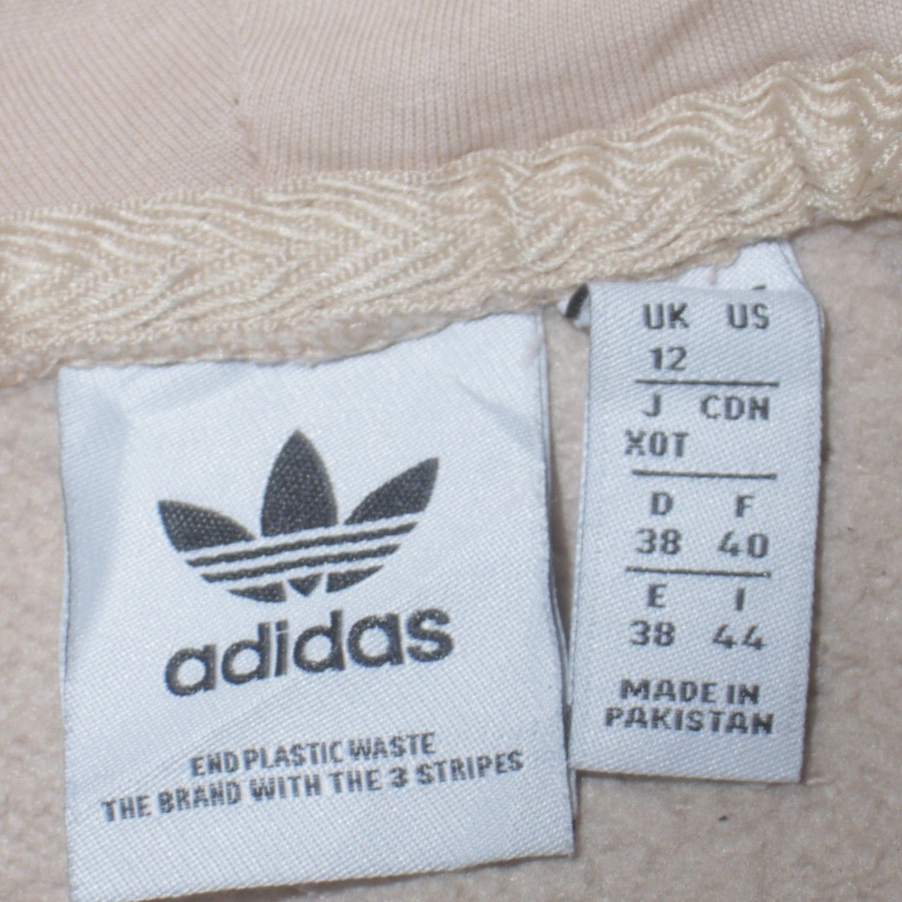 Adidas Womens Beige Hoodie Size 12 Pullover Hooded Sweatshirt